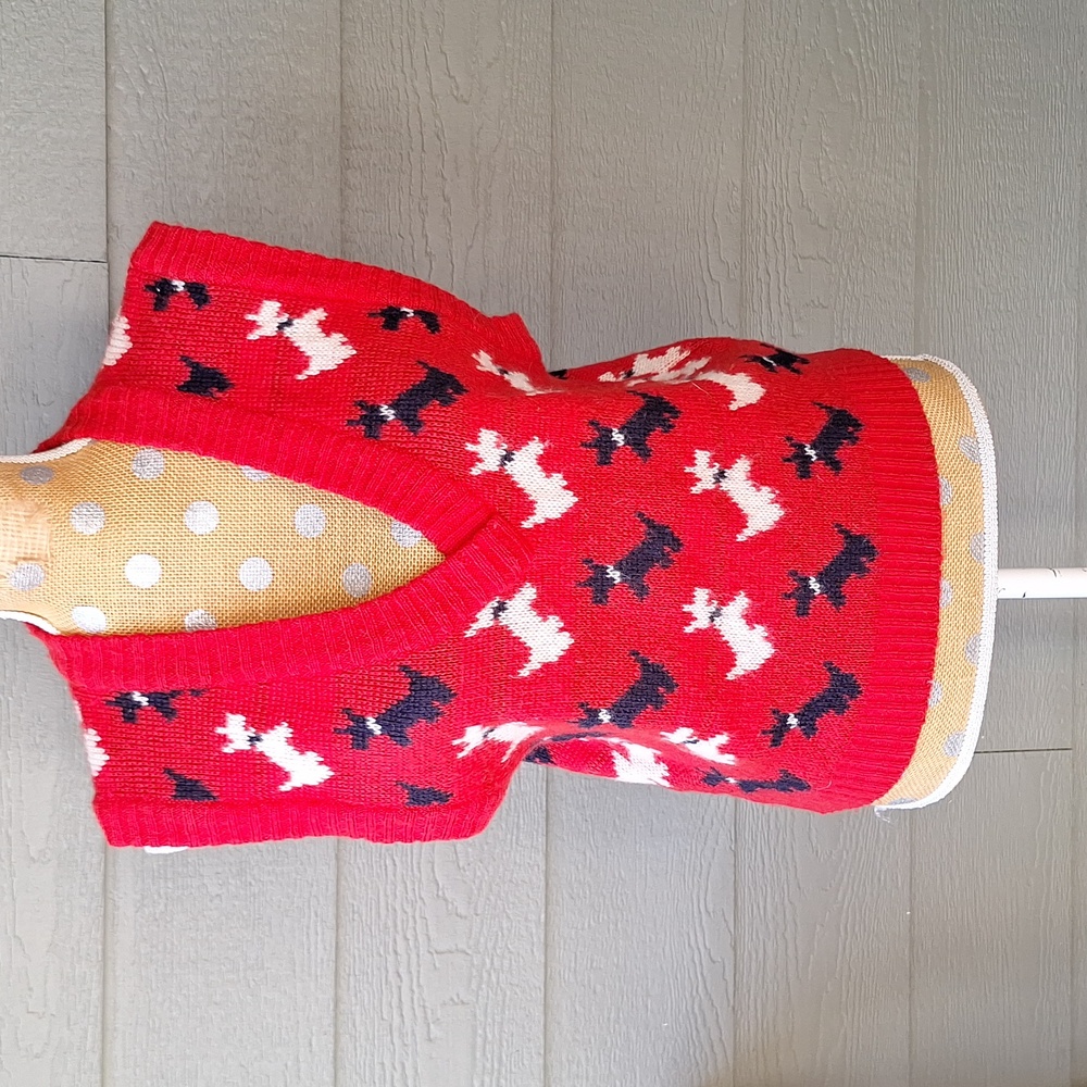 Vintage Scottish Terrier Wool Blend Sweater Vest Size Medium Clowncore Whimsical